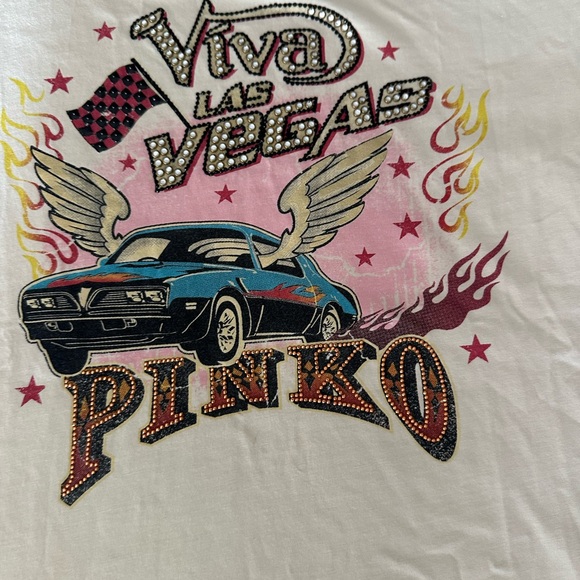 Pinko Beige Graphic Tee with Car Design - Picture 10 of 14